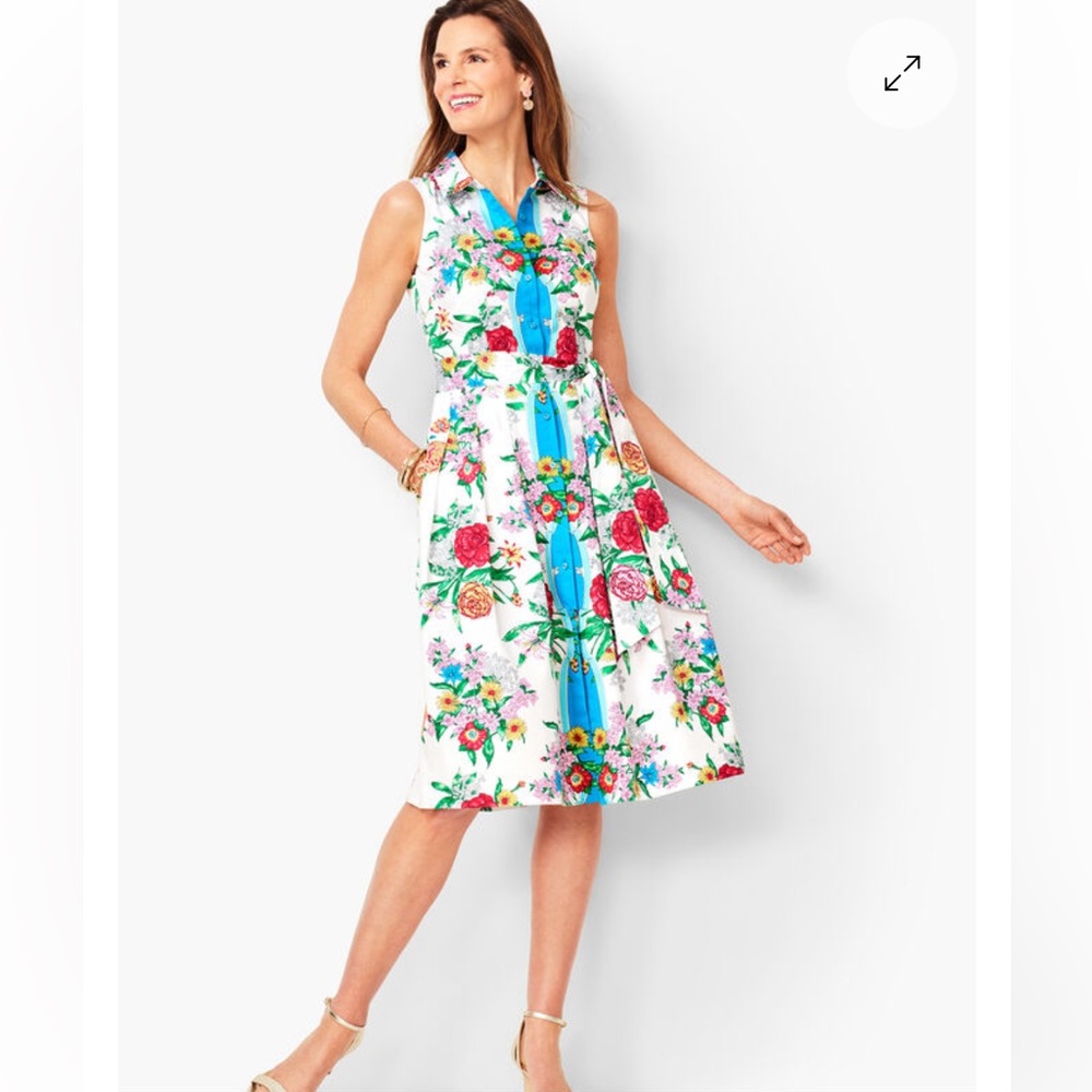 NWOT Talbots Blossoms Sateen Shirtdress - Picture 2 of 3